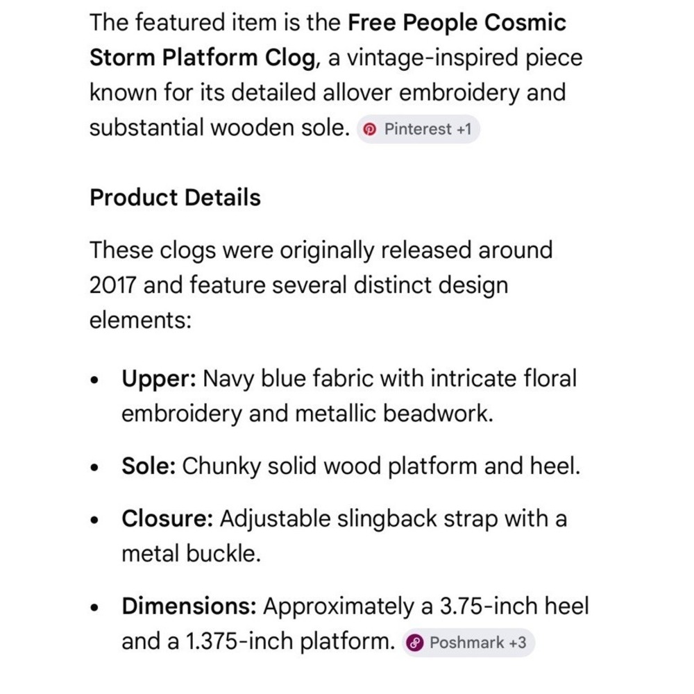 Free People 38/8 Cosmic Storm Navy Embroidered‎ Beaded Wooden Platform Clogs - Picture 3 of 15